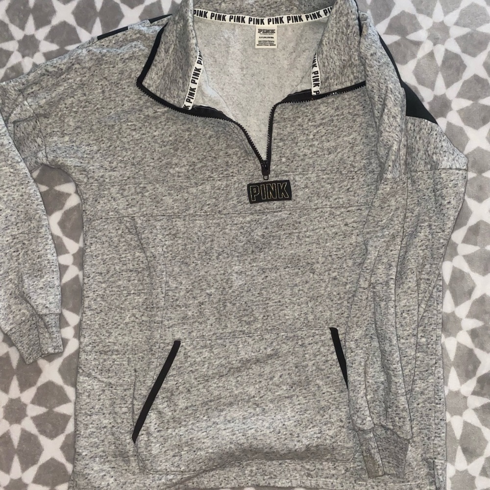 PINK Gray Pullover Sweater